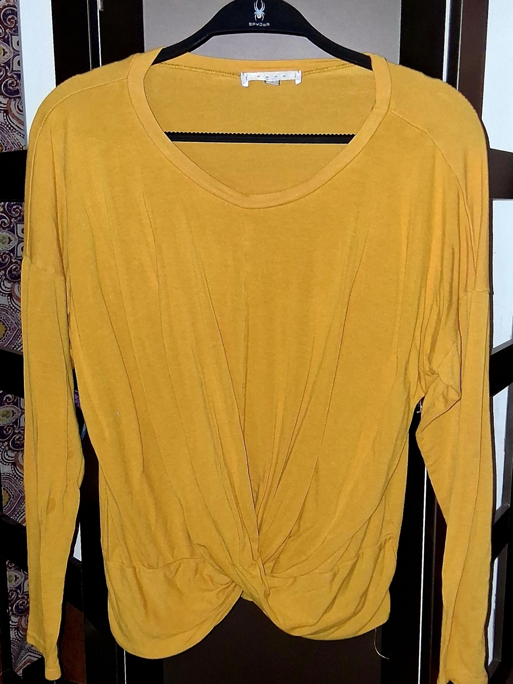 gaze Twist-Front Long Sleeve Top - Mustard Yellow